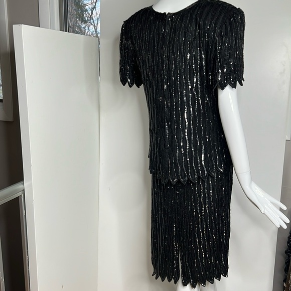 Stenay Sz 8 Two Piece Black Fully Beaded Skirt and T-shirt Set - Picture 4 of 9
